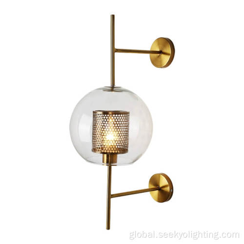 Wall Hanging Lights Spherical Glass Honeycomb Golden Mesh Wall Light Manufactory